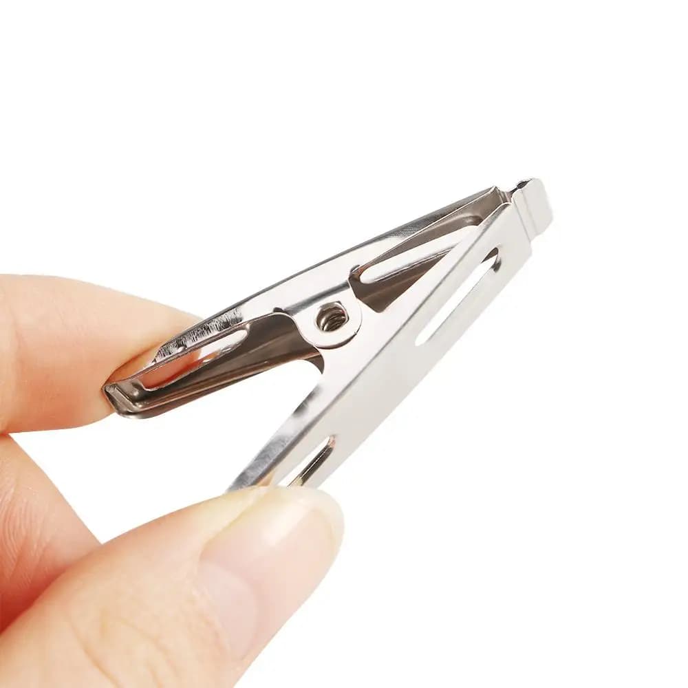 Stainless steel metal hanger for domestic use, for coats, pants, laundry, with clothes clips, fixing clip, document clip