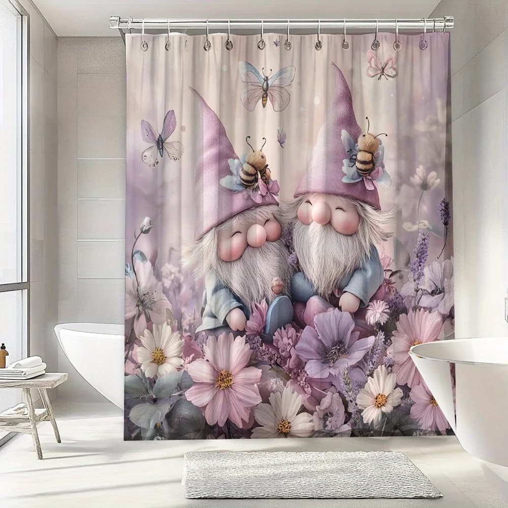 Simpatica tenda da doccia impermeabile con farfalla nana, adatta per la decorazione moderna del bagno, elegante, molto adatta per l'uso familiare