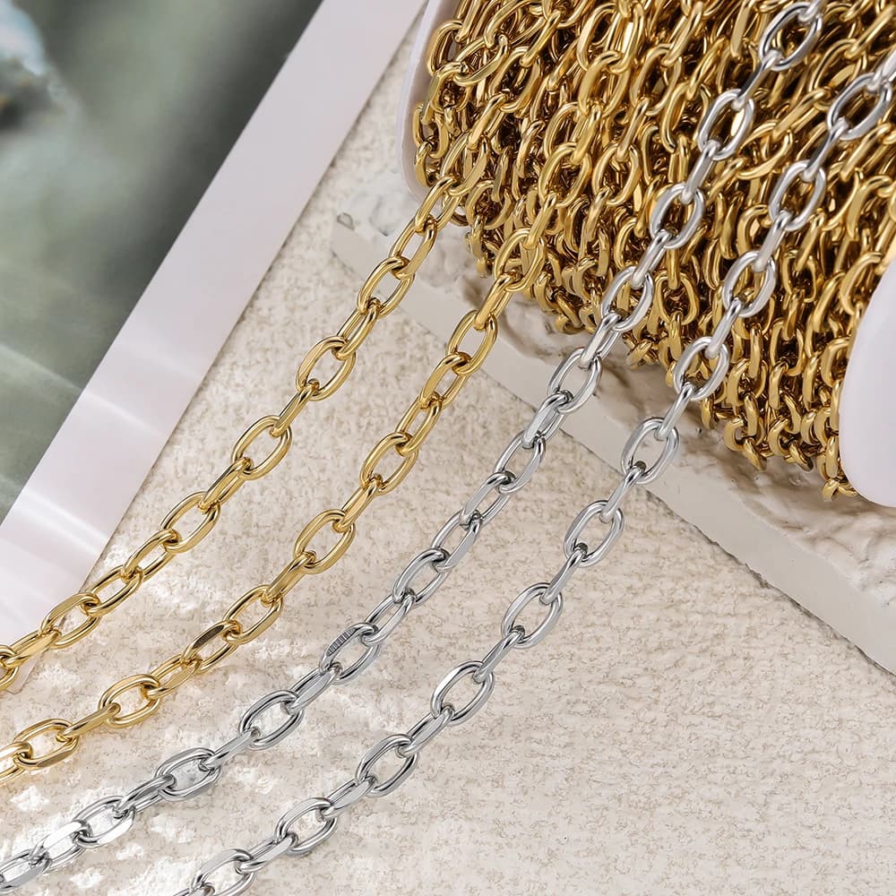 Catene a maglie incrociate in acciaio inossidabile da 1 metro/lotto, creazione di gioielli, catene sfuse per collane fai da te, braccialetti, accessori artigianali fatti a mano