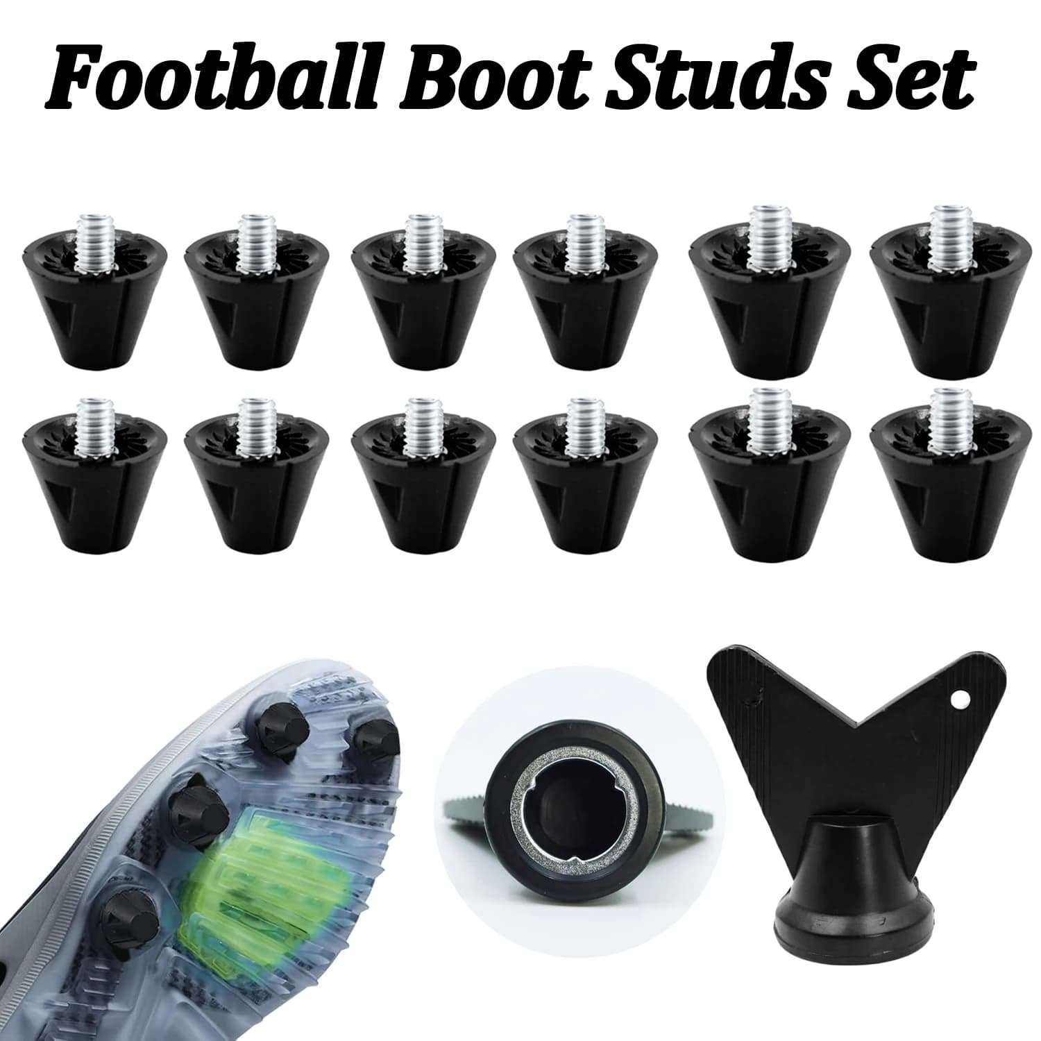 4/12PCS Bocchette da calcio Borchie di ricambio 13MM e 16MM Scarpe da calcio Tacchetti Spikes con chiave Strumento per scarpe da ginnastica atletiche