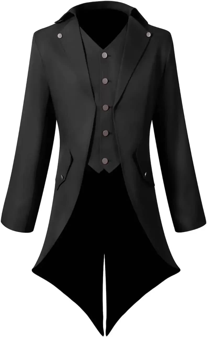 Men's Steampunk Vintage Tailcoat Dovetail Jacket Gothic Victorian Frock Coat Uniform Costume