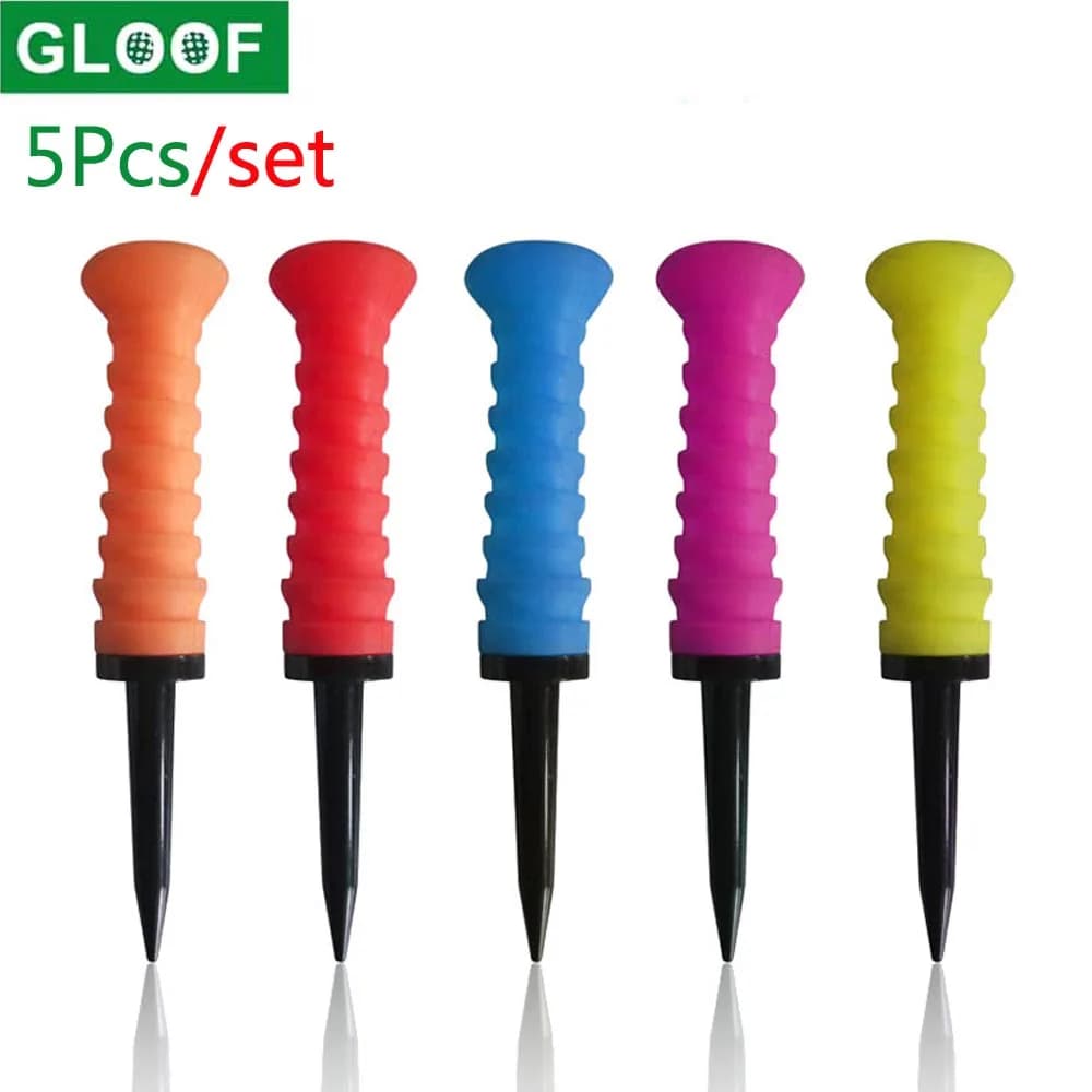 GLOOF 5 pezzi T-shirt da golf in plastica con cuscino in gomma morbida 83 mm 3,26 pollici Forniture per allenamento da golf T-shirt con sfera in plastica