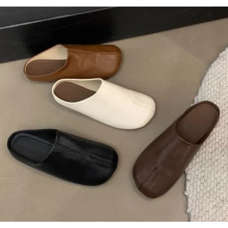 New Fashion Tabi Ninja Flats Low Leather Shoes with Split Tip Women's Warm Moccassini Women's Casual Low Heels Women's Muller Shoes