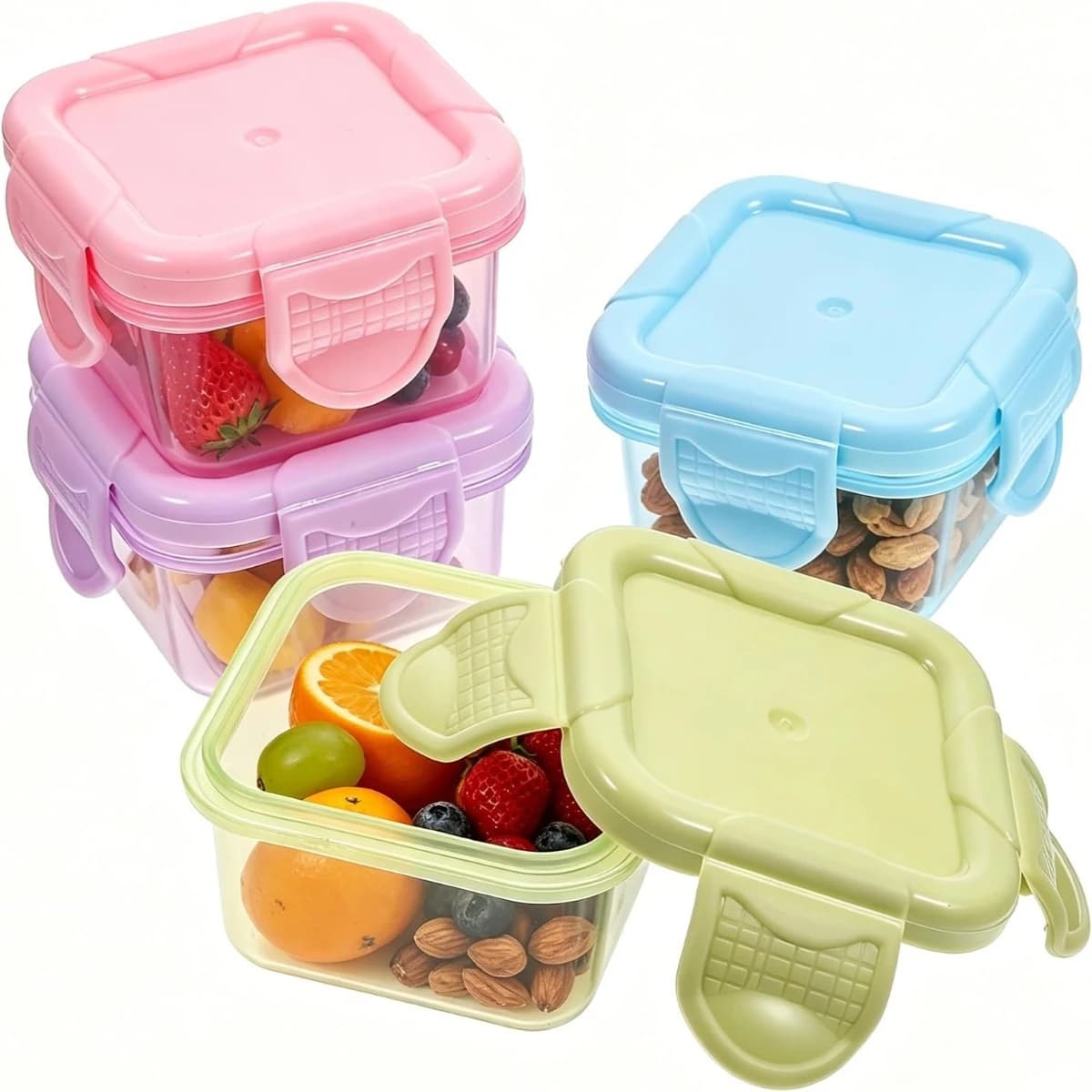 4PCS Sealed Snack Containers with Lids Portable Freezer Box Leakproof Food Storage for Travel Meal Prep and Kitchen Organization
