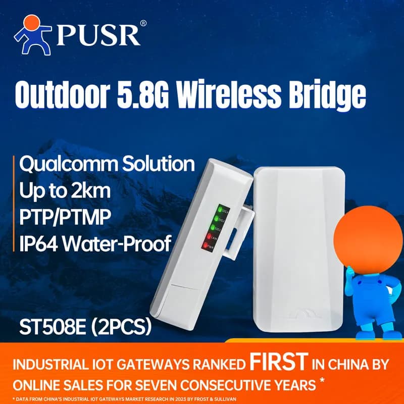 PUSR Bridge wireless da punto a punto/multiponto 5.8G WiFi AP Ripetitore Ip64 Impermeabile 2KM CPE esterno ST508E (2 PZ)