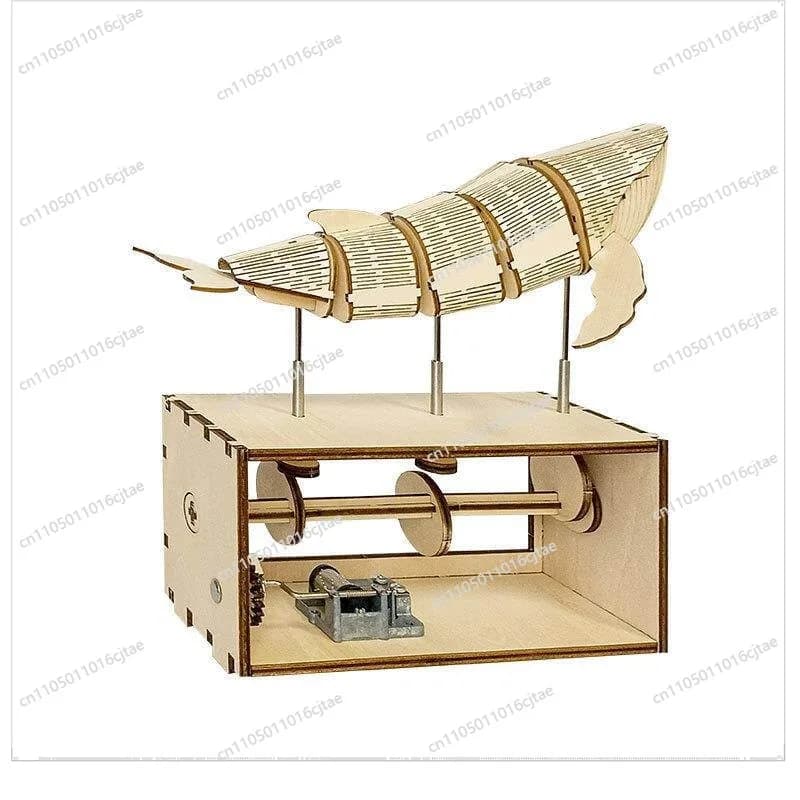 For Wooden Hand Crank Music Box Mechanical Transmission Model Hand Crank Dynamic Music Box 3D Wooden Puzzle Ornament