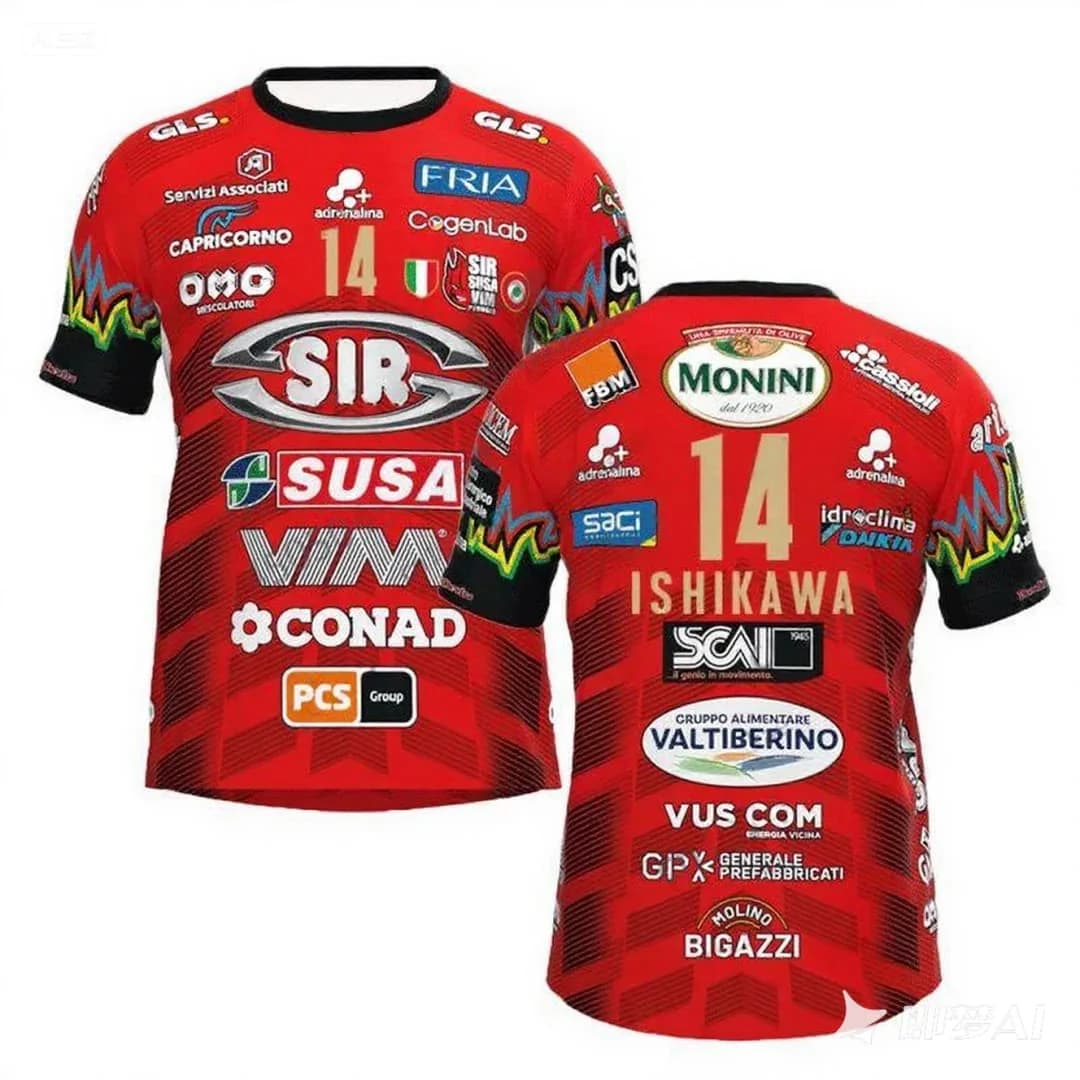 Volleyball Knit N.14 Sir Safety Perugia, Unisex Ishikawa Home Champions Match, Sportwear Breathable from Beach, Gift for Fans