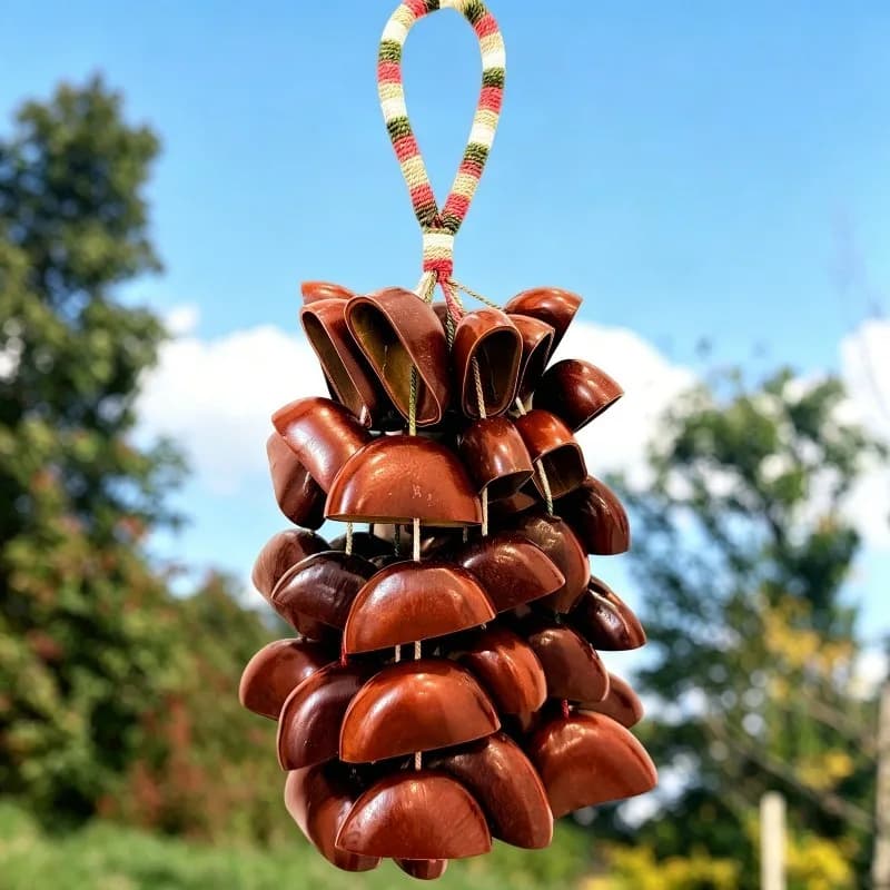 Natural Fruit Shell Bells Sound Healing Wind Chimes Yoga Relax Handmade Meditation Hand Bells Outdoor Percussion Instruments