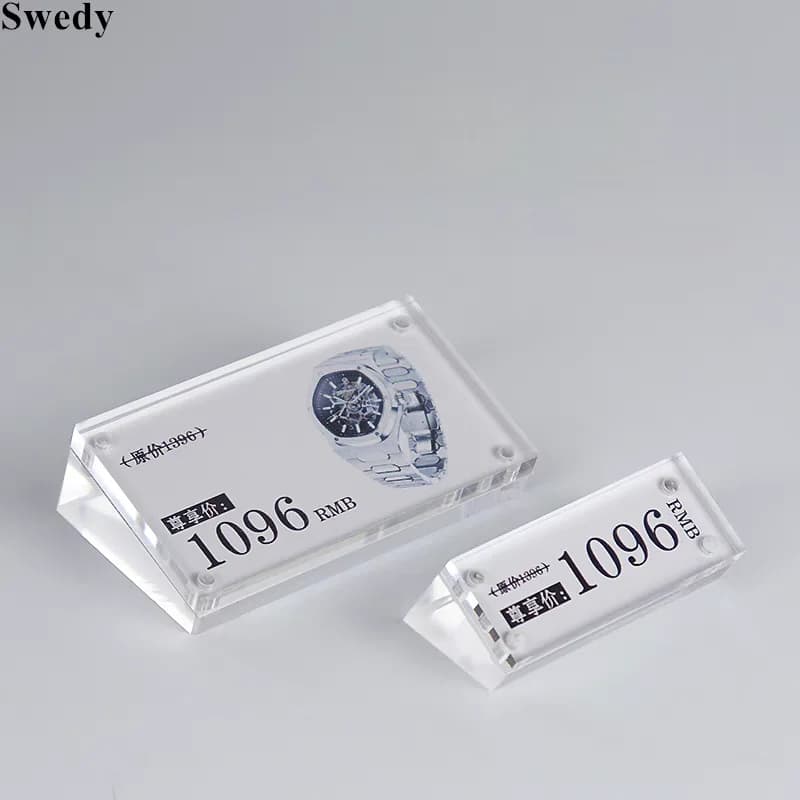 Set di 5 Piccoli Portaetichette Magnetici da Tavolo, Supporti per Cartelli in Acrilico, Espositori per Menu di Ristoranti e Negozi, Porta Listino Prezzi