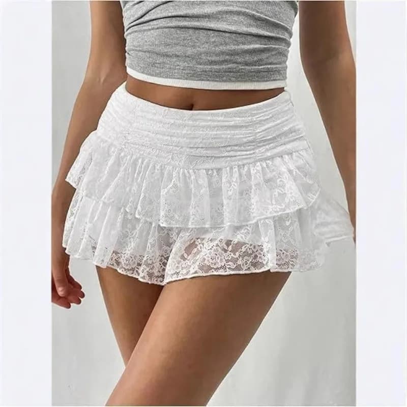 Nuova gonna corta impilabile con torta multistrato, ragazza piccante, gonna corta in pizzo sexy e alla moda, gonna a mezza lunghezza