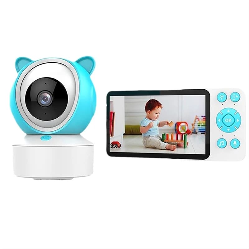 ABRE-Citofono bidirezionale Telecamera di sorveglianza interna per neonati Display IPS HD da 5 pollici Baby Monitor Telecomando Tuya
