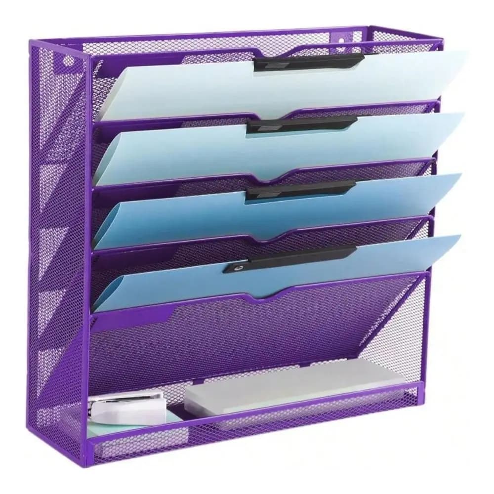 Organizzatore da Parete a 5 Tasche in Rete, Porta Documenti e Cartelle da Parete, Organizzatore per Clipboard e Archiviazione Riviste