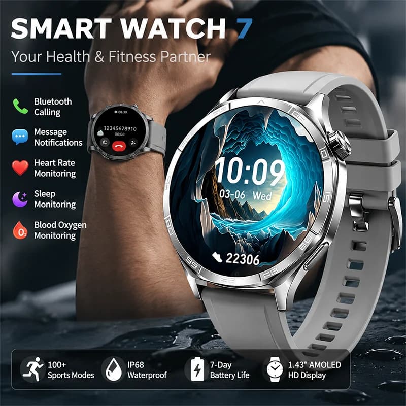2026 New HD screen smartwatch for men women IP67waterproof Bluetooth call sleep/timer monitor GPS track long battery life HT22