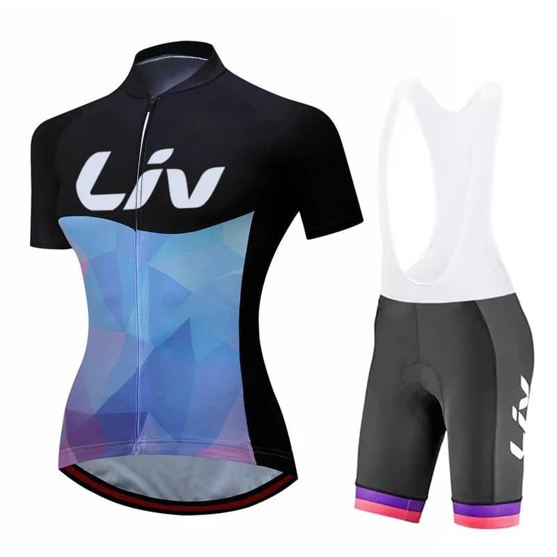 LIV women's summer cycling jersey new short sleeved cycling suit set sports shirt quick drying jacket cycling bib with cushion