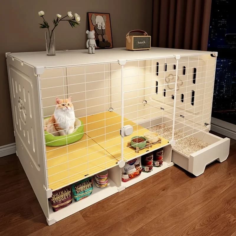 Casetta per gatti Gabbie per gatti di grande spazio per riporre oggetti Lettiera Villa per gatti integrata Accessori per gatti facili da pulire per interni Prodotti per animali domestici
