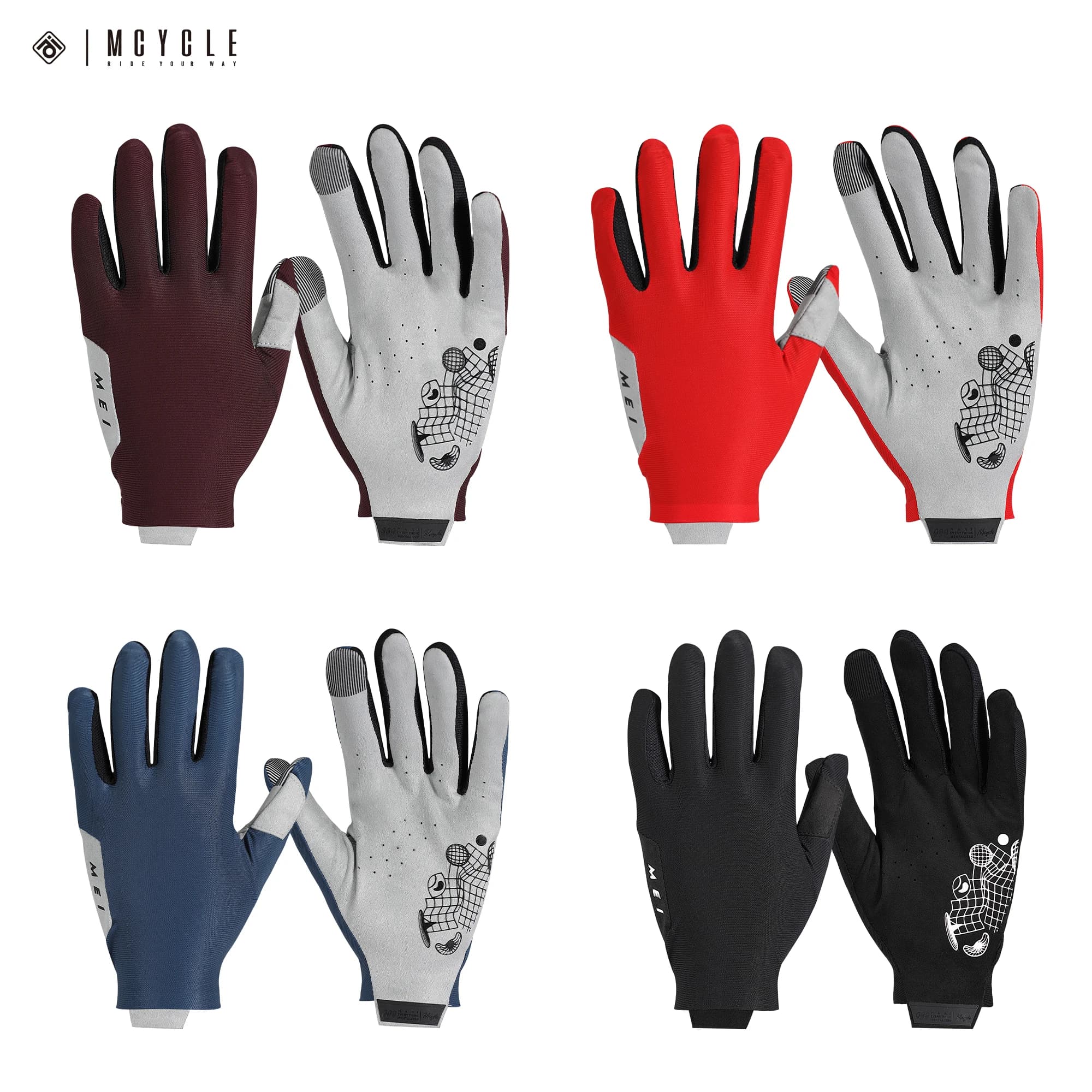 Guanti da mountain bike Mcycle Touchscreen Guanti da ciclismo leggeri con dita lunghe ad asciugatura rapida per la guida in bicicletta all'aperto