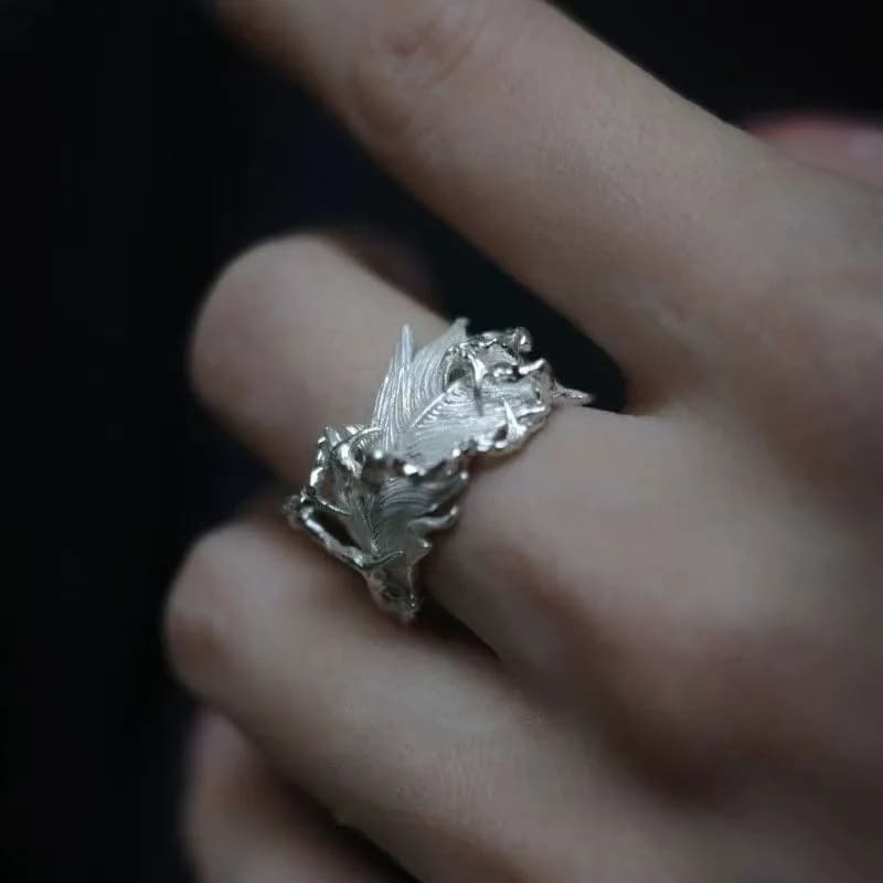 New vintage Y2K feather angel wings simple men's ring gift for birthday party wholesale light and creative luxury jewelry