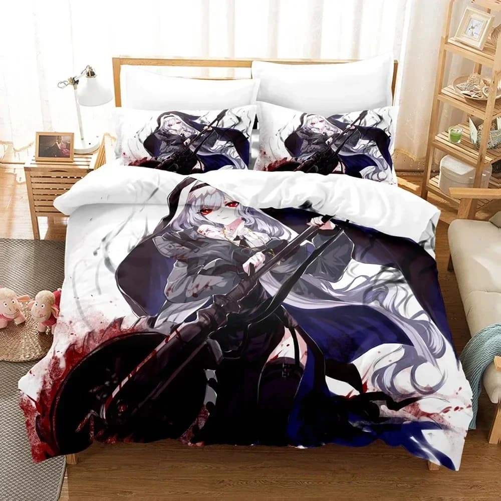 Set di Biancheria da Letto Stampata Anime Game Arknights, Copripiumino, Federe, Set Completo per Letto Matrimoniale, Queen o King Size