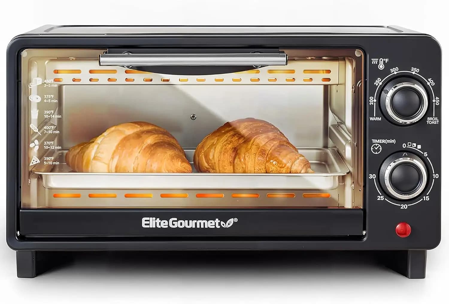 Forno tostapane da 9 litri a 4 fette con timer, controllo della temperatura, teglia e griglia per cuocere al forno, grigliare, tostare in nero