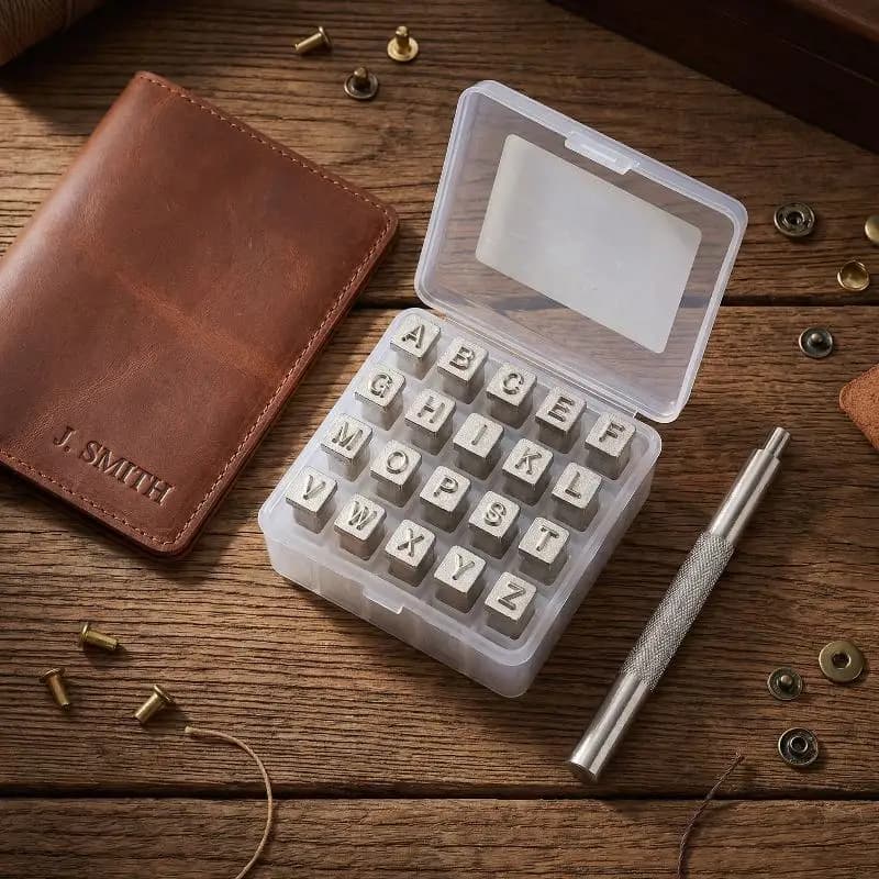 Set di 36 Pezzi di Punzoni per Numeri e Lettere in Acciaio Inox, Kit di Strumenti per Artigianato e Lavorazione del Cuoio