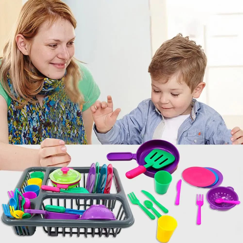 26 pieces simulation dishes cleaning toys knife fork spoon dish kitchen utensils imitation games children set of kitchen dishes toys