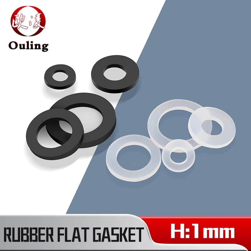 H1mm Flat Gasket M2-M42 Nitrile Silicone Fluorine Rubber NBR VMQ FKM Wear-Resistant Shock-Absorbing Waterproof Sealing Gasket