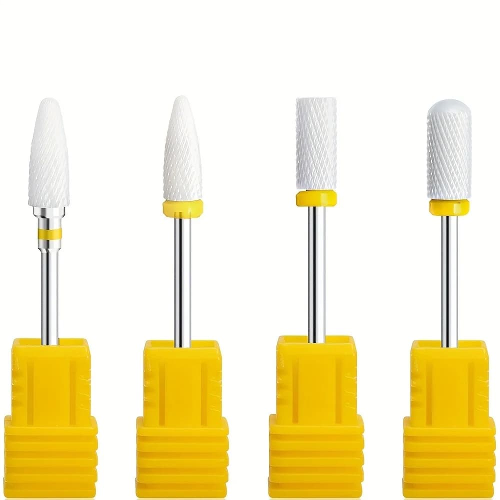 Punta da trapano per unghie in ceramica da 4 pezzi, strumento per cuticole, adatto per lucidare e rimuovere unghie acriliche e gel per unghie naturale, durevole