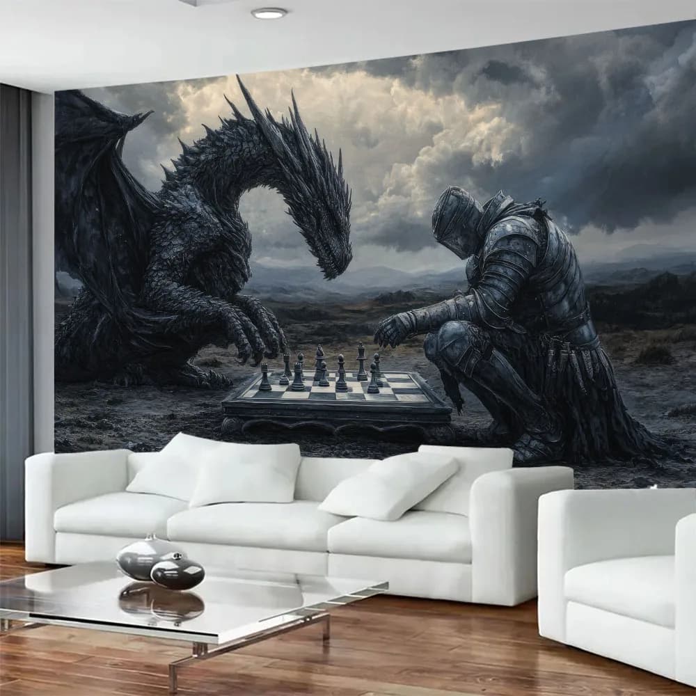 Anime Psychedelic Theme Tapestry Dinosaurs And Armored Warriors Mysterious Scene Wall Hanging Poster for Party Background
