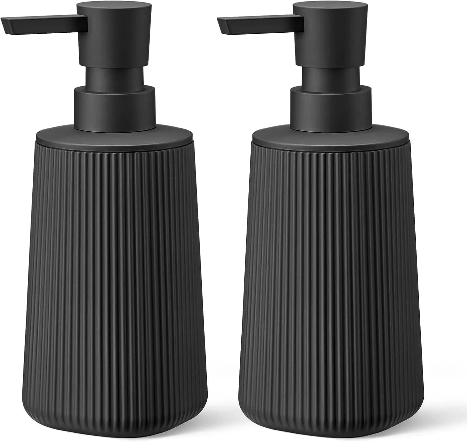 Set di 2 Dispenser di Sapone a Strisce Nere, Pompa Antiruggine, Ricaricabili 250 ml per Cucina e Bagno