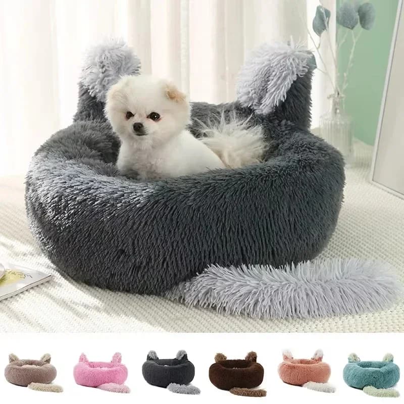 Letto per gatti a forma di orecchio di coniglio Nido per gatti che dorme caldo Morbido peluche lungo Letto per cani per cani Cuscino per cestino Letto per gatti Tappetino per gatti Prodotti per animali domestici