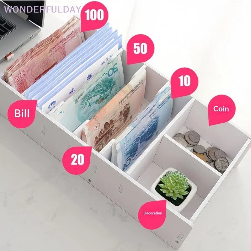 New 6/8 Grid PVC Organizing Shelf Durable Drawer Cashier Change Box Storage Desktop Desktop Storage Box