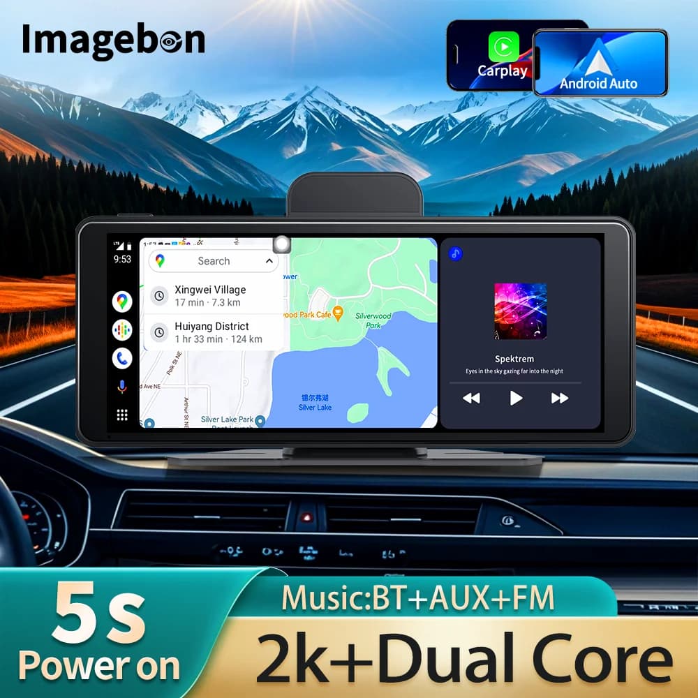 Imagebon 6.86" H686 Pro ADAS Dashcam Wireless CarPlay & Android Auto Monitor DVR Car AI Voice Control GPS Navigation