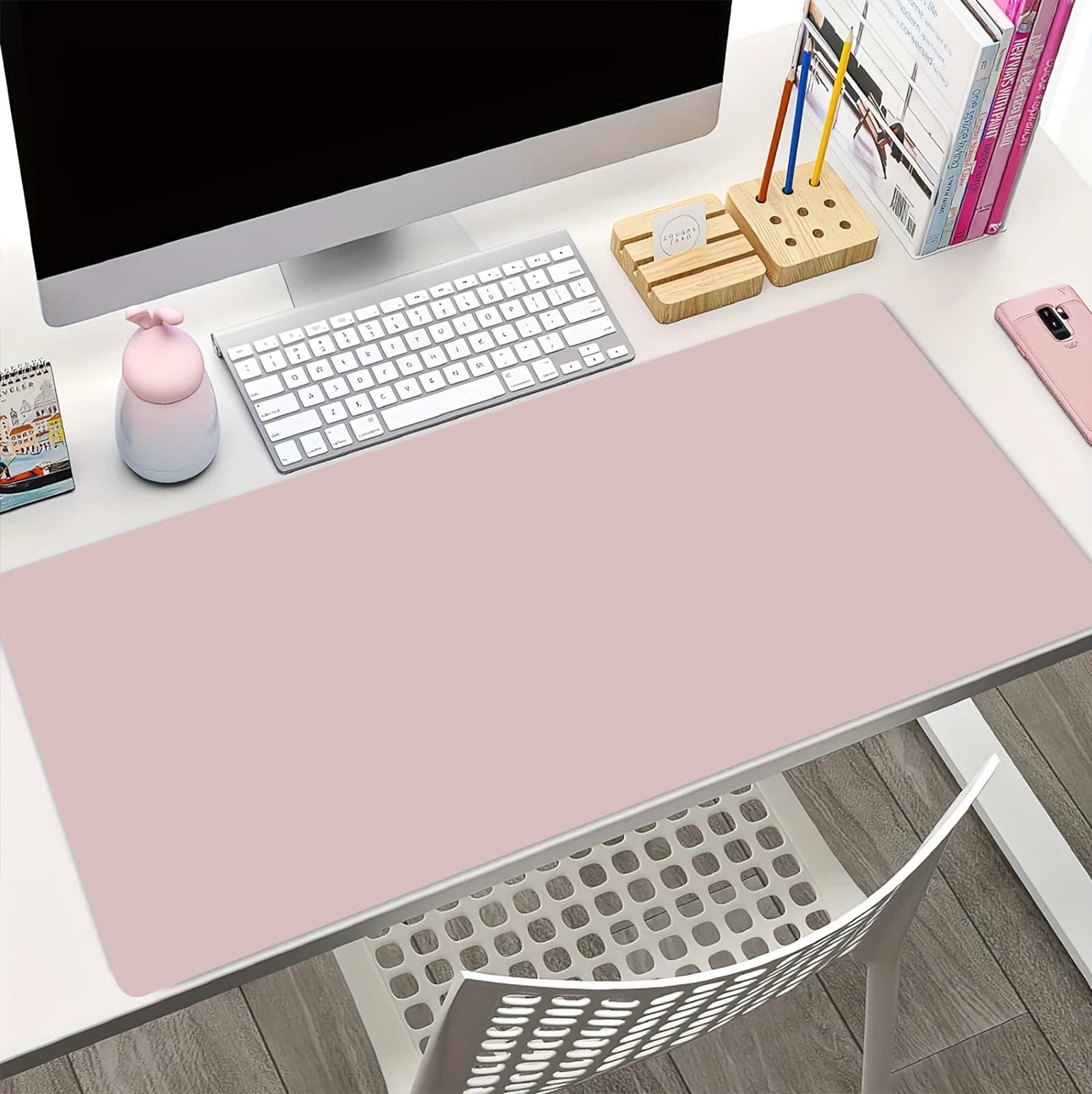Tappetino per mouse bianco e nero Tappetino per mouse HD da gioco tinta unita Tappetini per tastiera XL Tappeto antiscivolo Tappetino da scrivania Accessori per ufficio Tappetini da tavolo