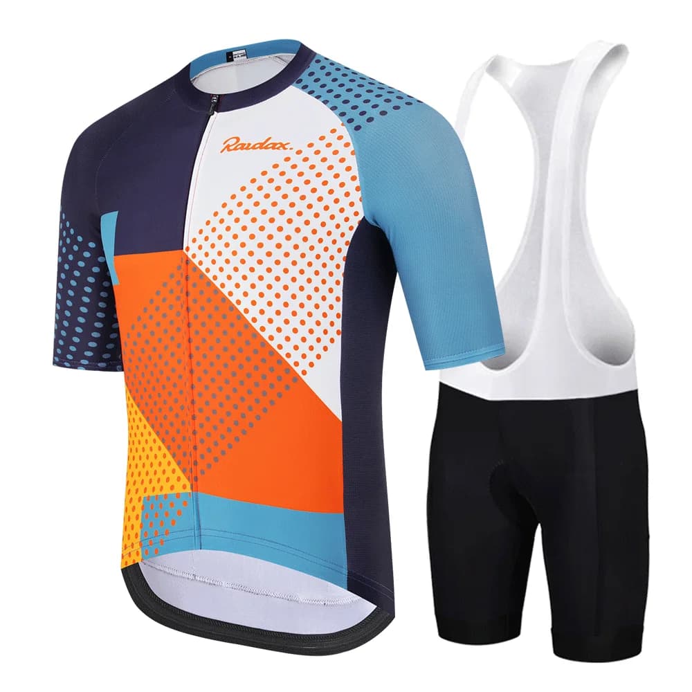 RAUDAX Men's Cycling Mesh Set, Road Bike Mesh with Pockets, Short Sleeved Cycling Kit, Padded Shorts, Cycling Clothing MTB