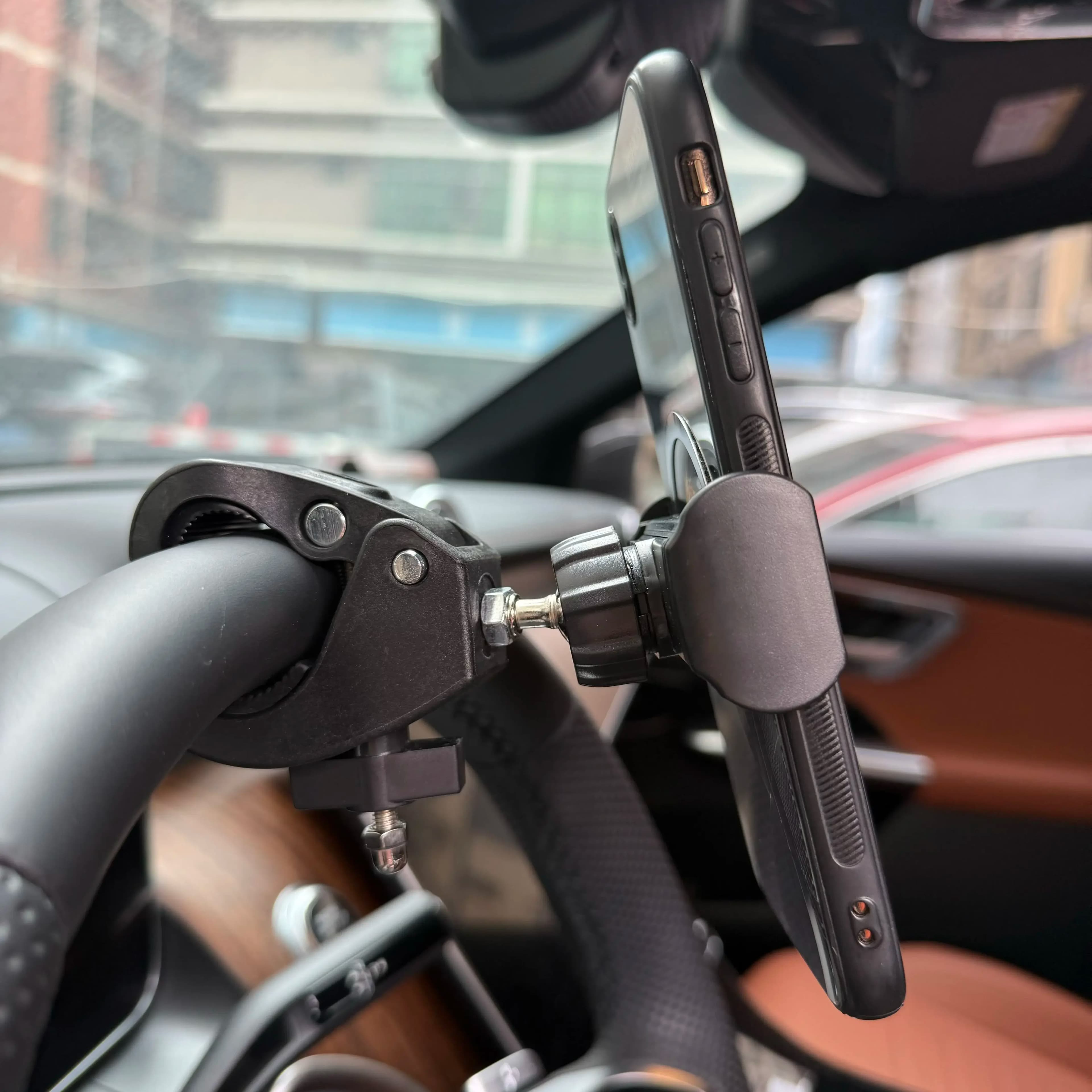 Supporto Magnetico per Telefono da Auto Girevole a 360 Gradi con Morsetto a Tubo Grande, Compatibile con Navigazione Bici