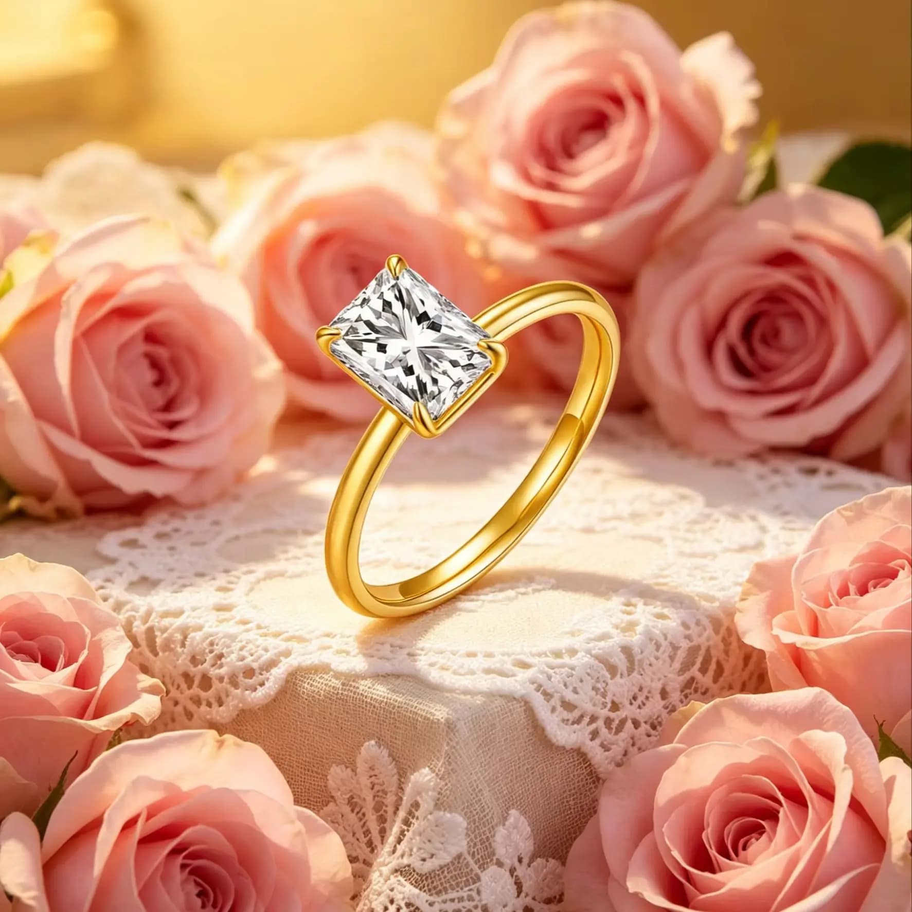 Classico anello in moissanite da donna di fascia alta in oro 18 carati placcato argento S925 con pietra principale 8 * 6 mm / 2,0 ct per regalo