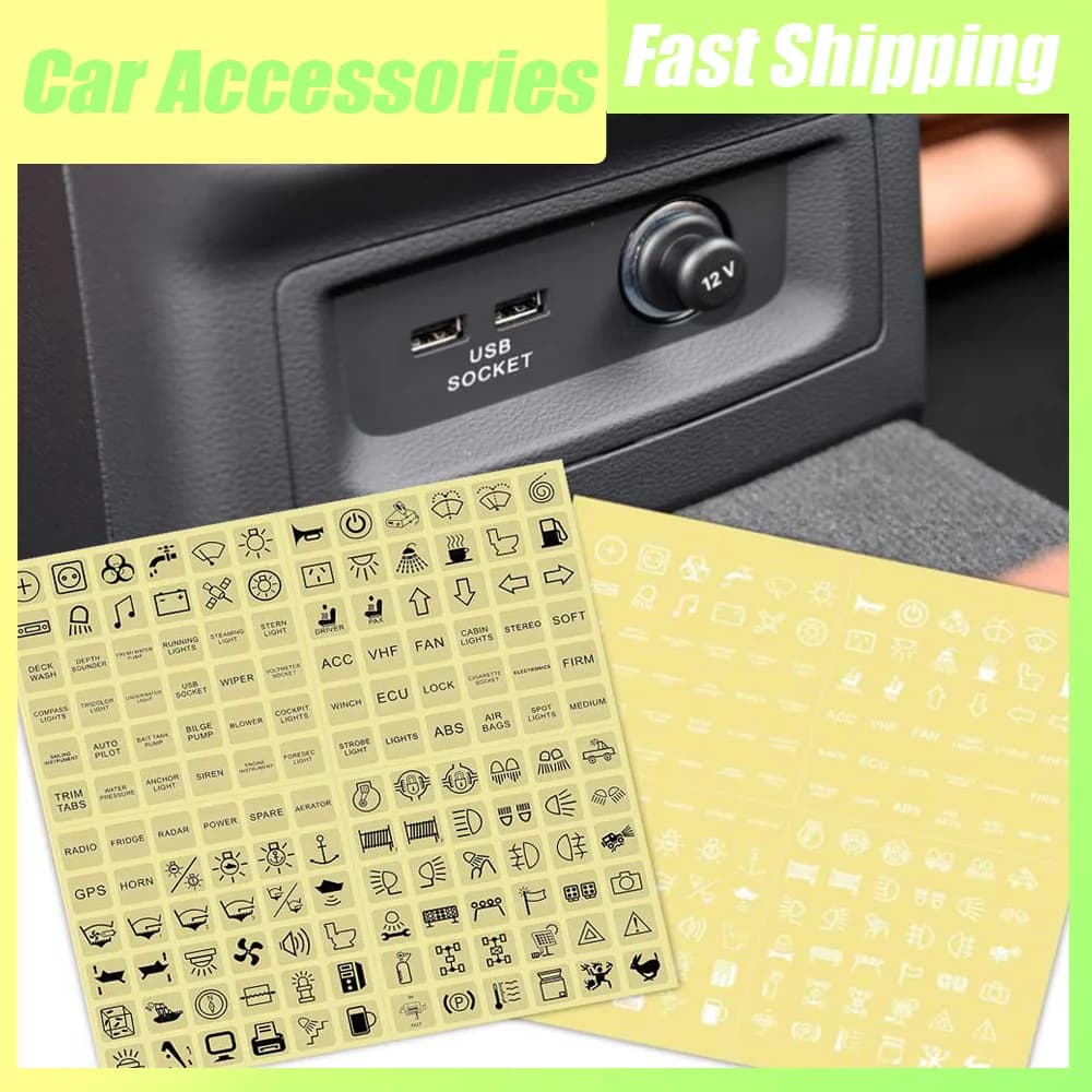 100/144 pezzi adesivi universali per la riparazione dei pulsanti del cruscotto dell'auto adesivi decorativi per interruttori per strumenti per auto etichette per interruttori a LED per auto decalcomania