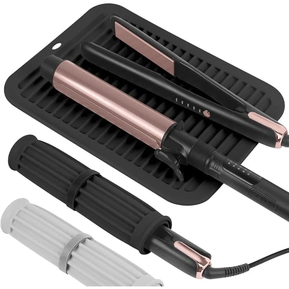 Tappetino in Silicone Resistente al Calore per Ferro Arricciacapelli, Supporto Portatile per Piastra Lisciante, Copertura per Viaggio e Salone