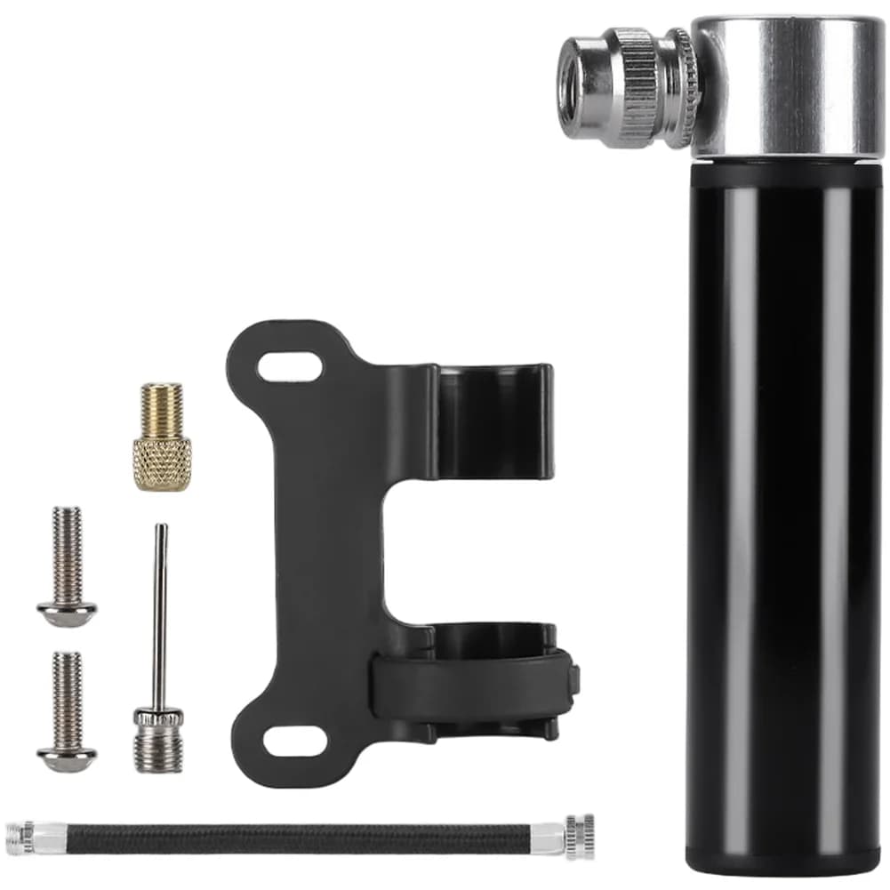 Portable Mini Aluminum Alloy Bike Pump with Detachable Hose for High Pressure Inflation up to 120 PSI Suitable for Bicycle Tires