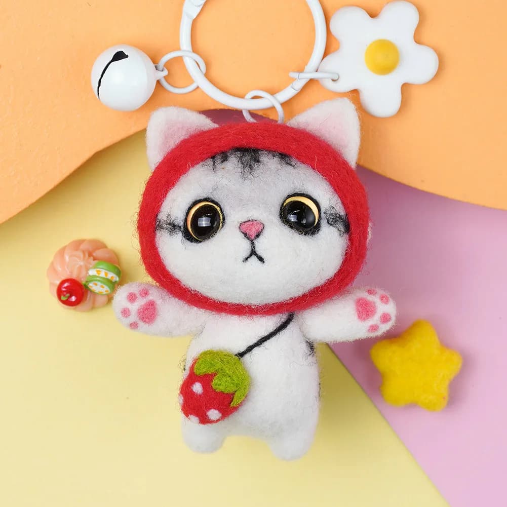 Nessun finitura Kit di feltro fai-da-te Moda simpatico gatto giocattolo Kit di feltro ad ago di lana per principianti Kit di feltro ad ago Abbigliamento fai da te Forniture per cucire