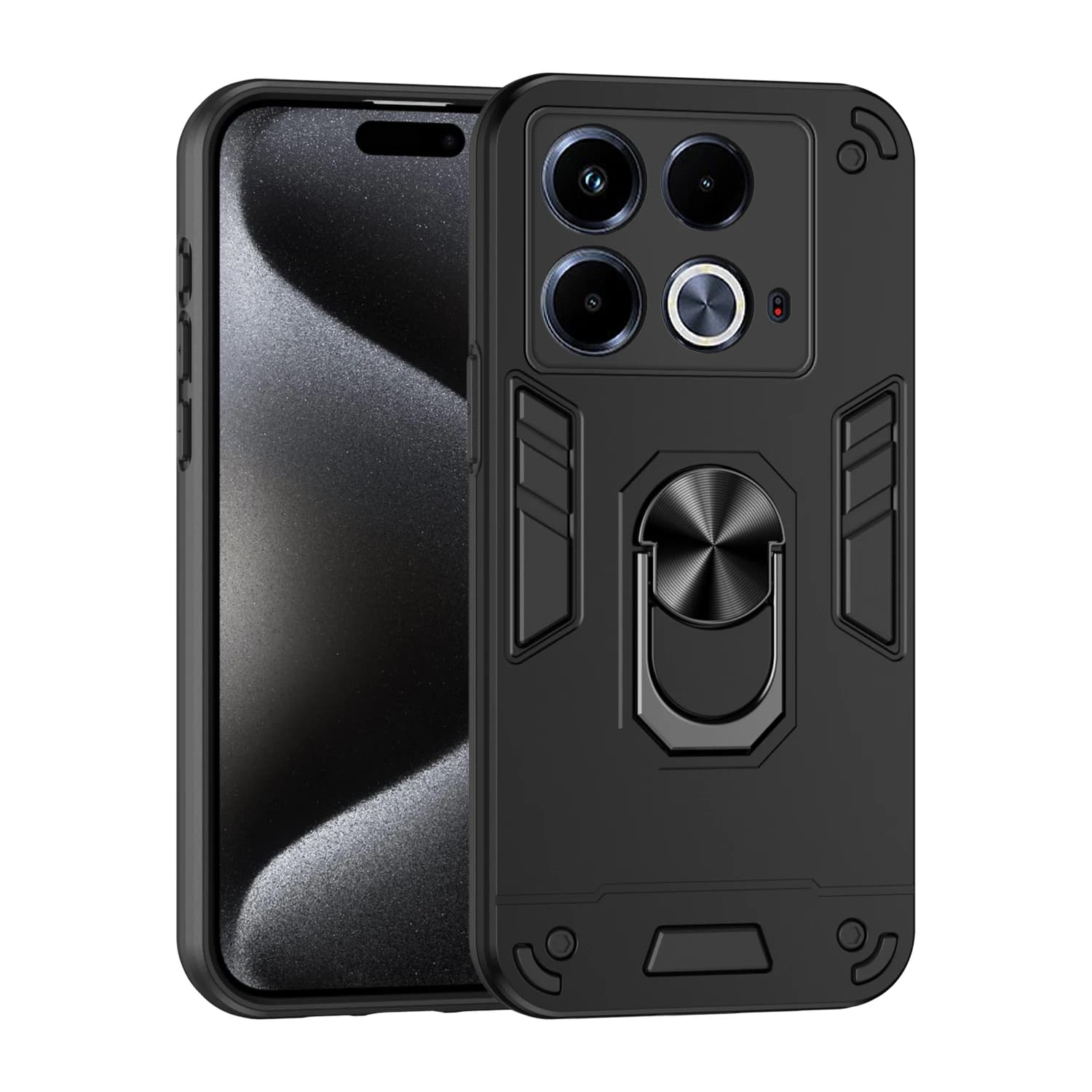 Custodia Protettiva Robusta Antiurto per Infinix Note 40 4G X6853 con Anello Magnetico in Metallo e Cornice in TPU, Cover Posteriore in Plastica Rigida