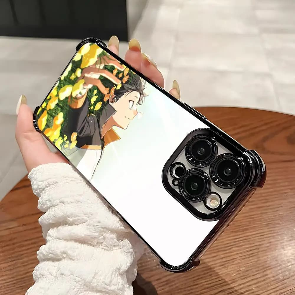 Natsuki Subaru Phone Case Electroplate Shockproof Transparent Phone Case For IPhone 11 12 13 14 15 16 17 Pro Max Plus Air Clear