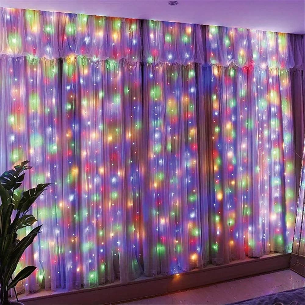 Luci della stringa USB Luci della ghirlanda di luce di nozze per le vacanze per la camera da letto Tenda telecomandata LED Decorazioni natalizie 100/200/300/600LED