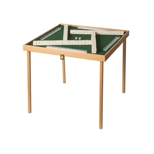 Compact 23-Inch Folding Game Table With Green Felt Top For Mahjong, Poker, And Dominoes, Includes Removable Tile Racks