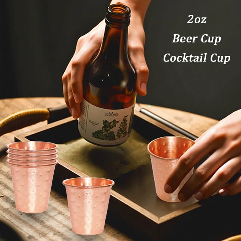 Set di 4/6 tazze di birra placcate in rame da 2 once Tazza da mulo di Mosca anticaduta Tazza da birra in acciaio inossidabile placcato in rame Tazze da cocktail Tazza da acqua