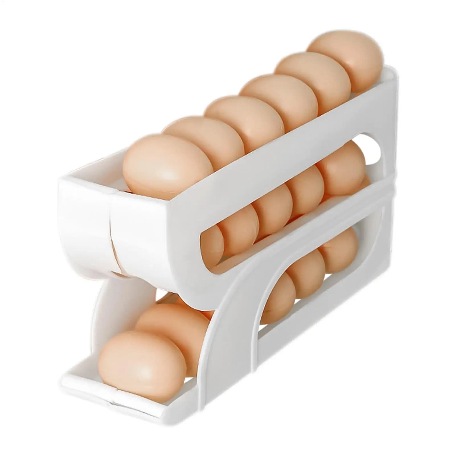 Egg Dispenser for Refrigerator 3 Tiers Automatic Rolling Egg Dispenser Rack Food Holder for Meal Prep Pantry Cooking Food