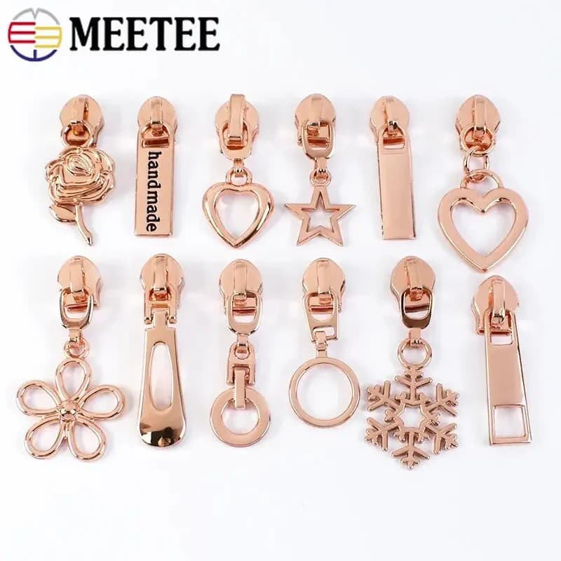 5/10/20Pcs 5# RoseGold Zipper Puller Sliders for Nylon Zippers By The Meter Repair Closure Zips Head Zip Lock Sewing Accessories
