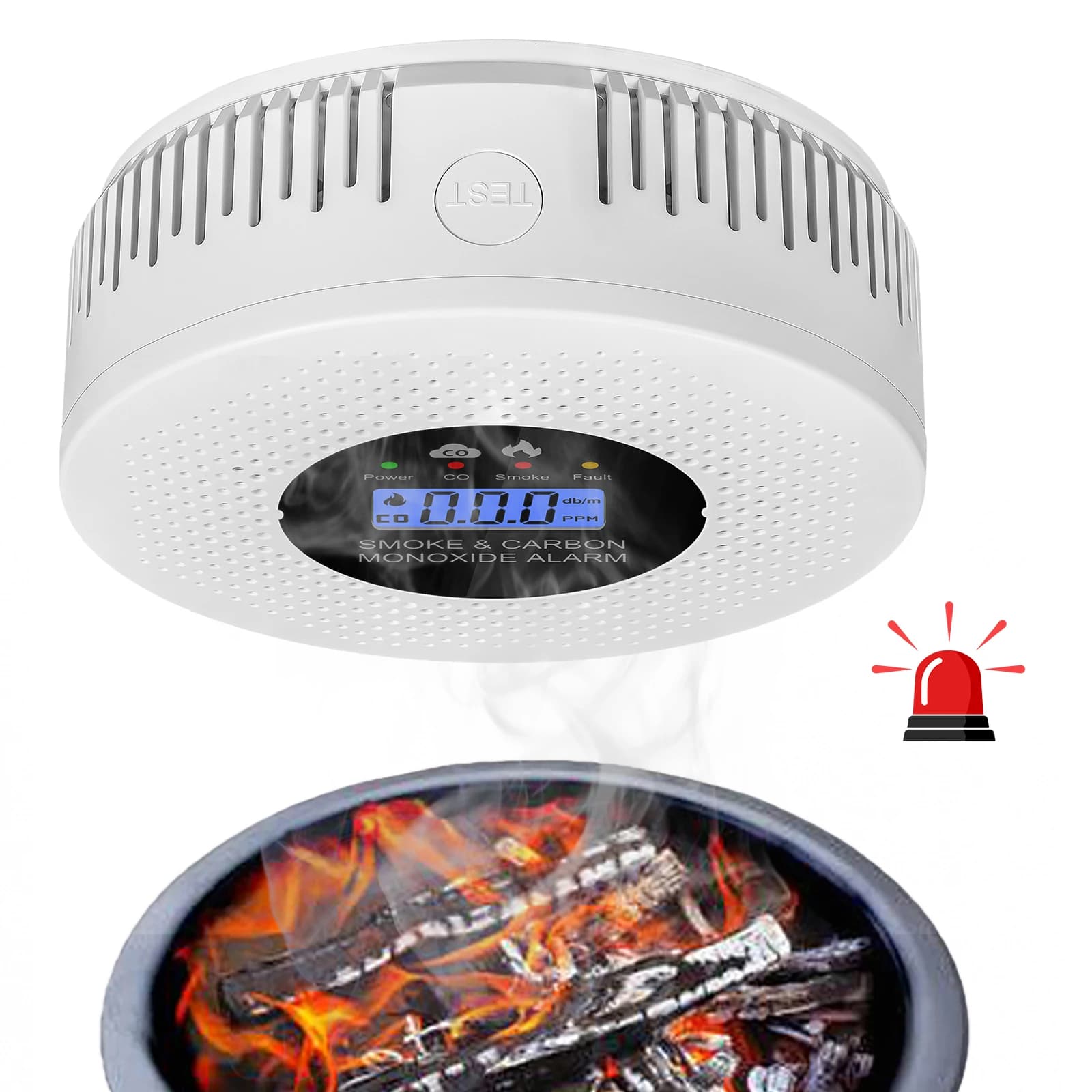 Smoke and Carbon Monoxide Detector Powered by Battery 2 in 1 Fire Alarm Smoke Detector for Home Hallways Bedroom