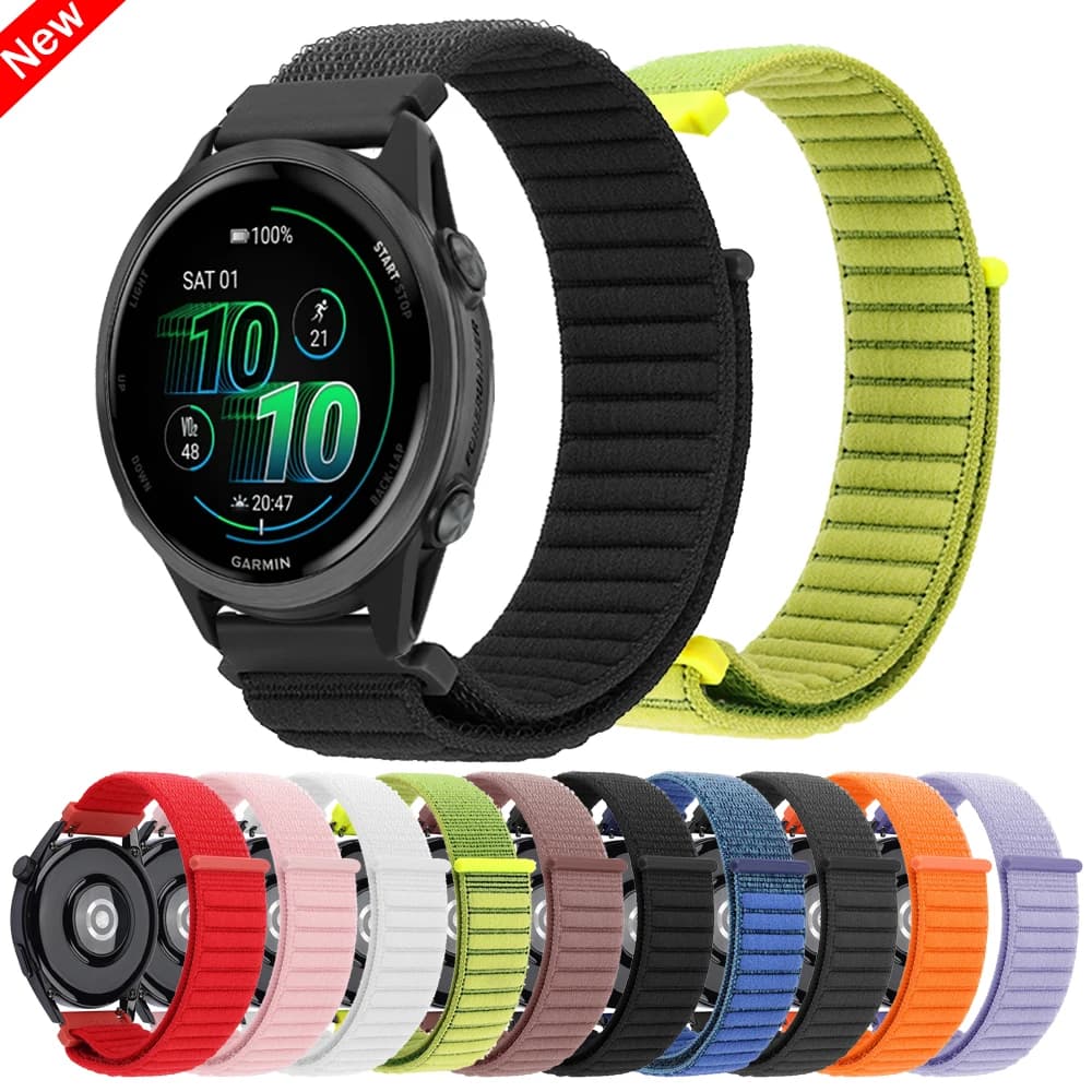Per Garmin Forerunner 570 cinturino in nylon ondulato attivo 6 Vivoactive 4/5/6 Venu 3/2 sq braccialetto Forerunner 255 645 20mm/22mm fascia