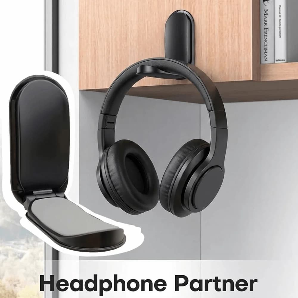 Magnetic Foldable Headphone Stand Adhesive Compact Hanging Headset Holder Wall Mount Non-Slip Silicone Pad